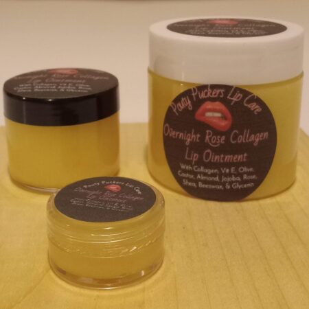 Southern Rose Lip Revival all natural lip ointment for dry cracked lips made with collagen beeswax and rose geranium oils