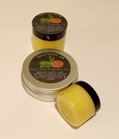 handmade skin salve, natural skin salve, neem oil salve, cedar essential oil balm, rosemary skin balm, skin healing salve, natural beeswax balm, preservative-free skin care, all-natural salve for dry skin, Southern Homemadeables