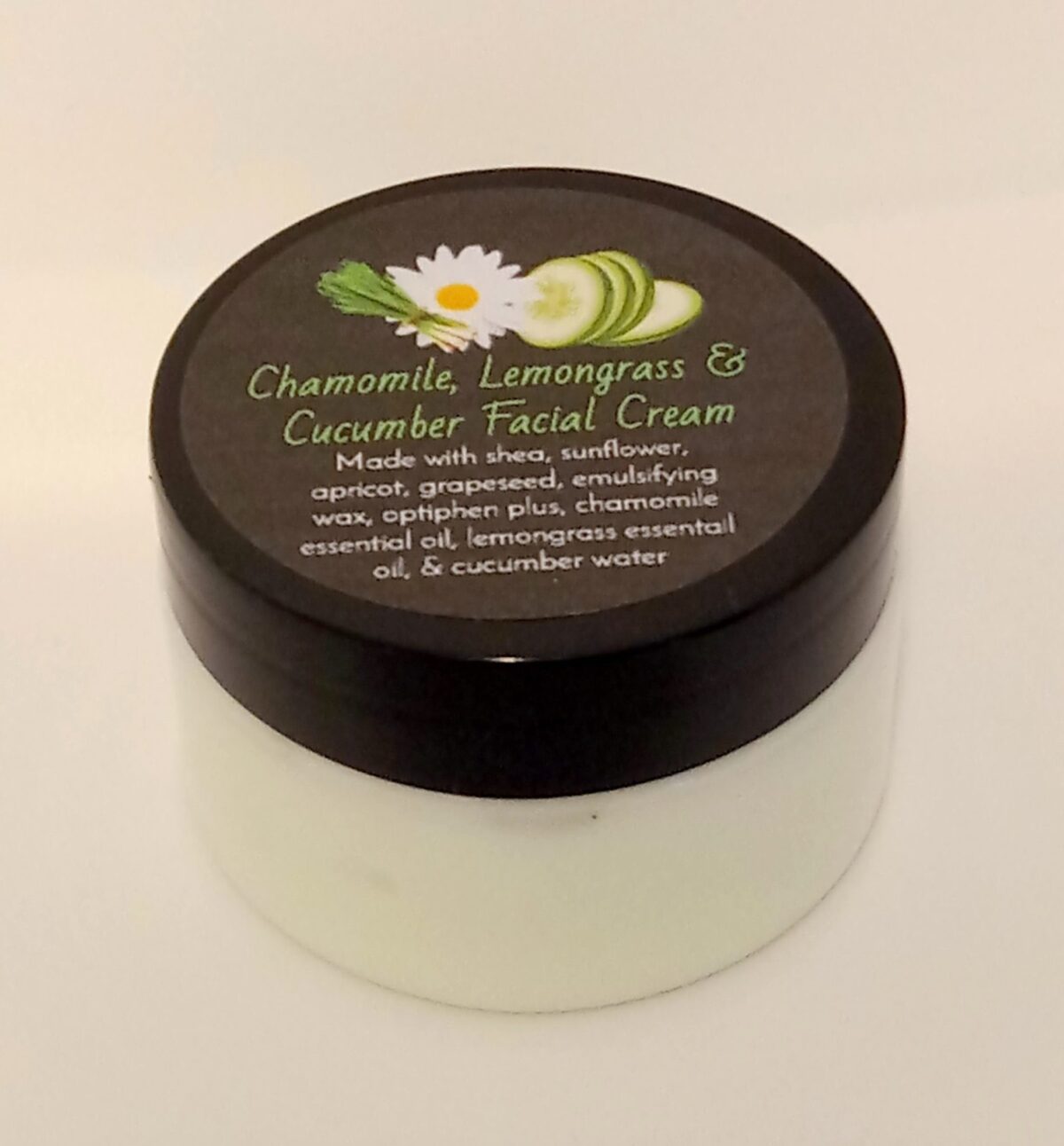 cucumber facial cream, handmade face cream, all-natural moisturizer, chamomile face cream, lemongrass moisturizer, cucumber water skincare, non-greasy facial cream, hydrating face cream, soothing face cream, Southern Homemadeables skincare, natural facial moisturizer, dry skin face cream