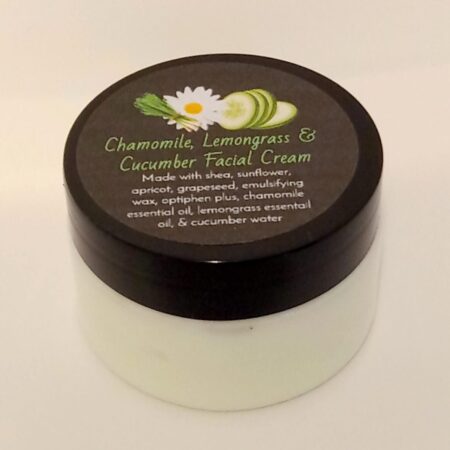 cucumber facial cream, handmade face cream, all-natural moisturizer, chamomile face cream, lemongrass moisturizer, cucumber water skincare, non-greasy facial cream, hydrating face cream, soothing face cream, Southern Homemadeables skincare, natural facial moisturizer, dry skin face cream