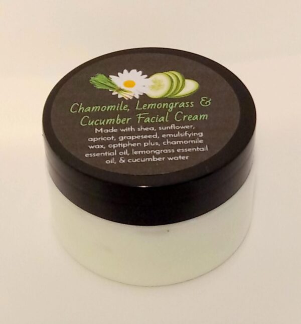 cucumber facial cream handmade face cream all natural moisturizer chamomile face cream lemongrass moisturizer cucumber water skincare non greasy facial cream hydrating face cream soothing face cream Southern Homemadeables skincare natural facial moisturizer dry skin face cream