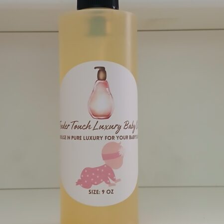 Tender Touch Luxury Baby Oil – A rich blend of shea butter, coconut oil, avocado oil, and green tea essential oil to nourish and soothe delicate baby skin.