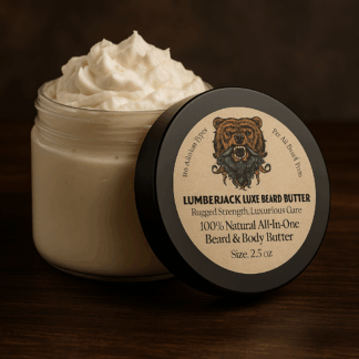 lumberjack luxe beard butter and moisturizer by luxe radiant roots skincare