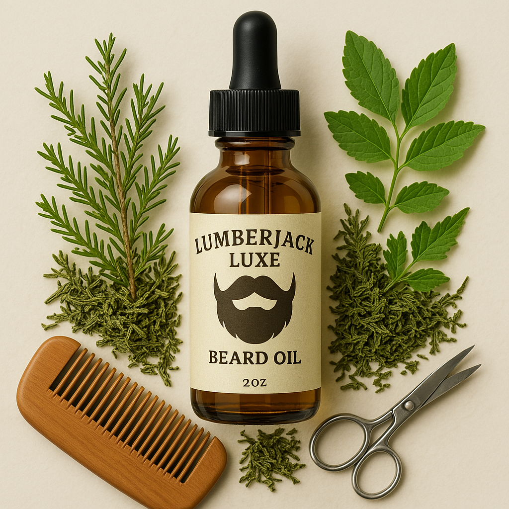 lumberjack luxe beard oil and grwoth serum by luxe radiant roots skincare