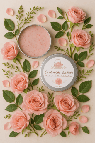 southern glow rose balm salve and solid perfume by luxe radiant roots skincare