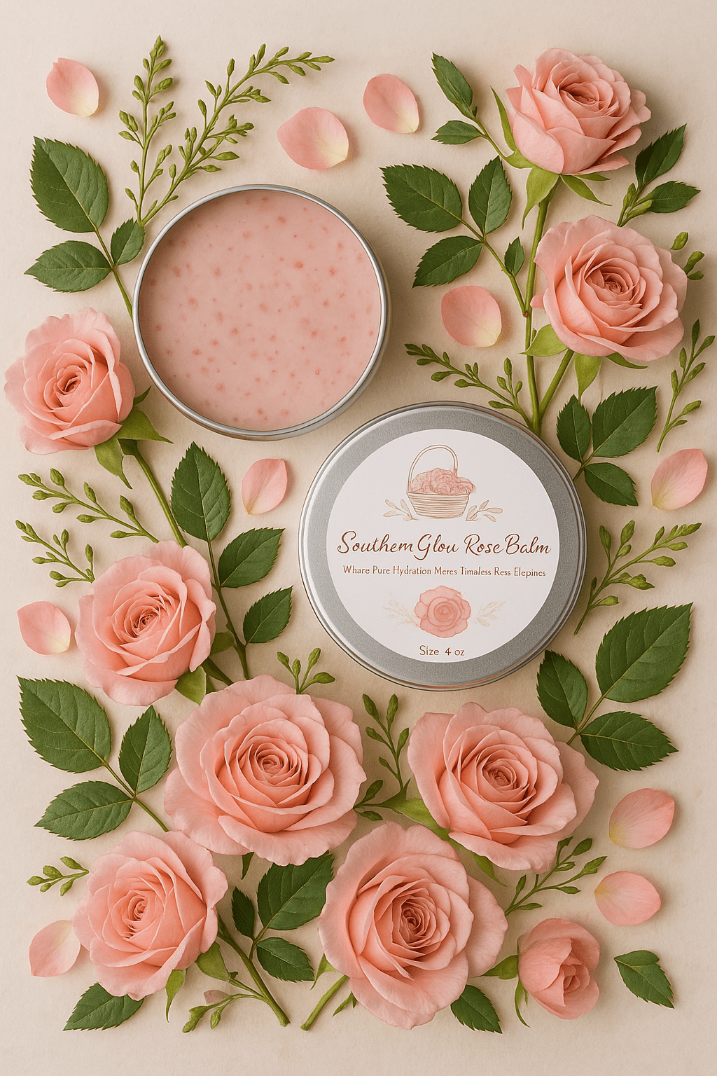 Southern Glow Rose Balm All Natural Moisturizing Rose Salve and Solid Perfume for Dry Skin