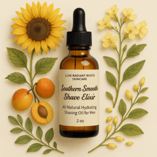 southern smooth shave elixir and shaving oil beard moisturizer for men by luxe radiant roots skincare