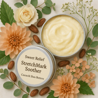 sweet relief stretchmark soother balm by luxe radiant roots skincare