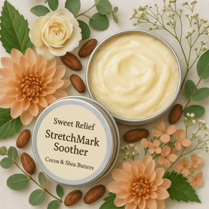 sweet relief stretchmark soother balm by luxe radiant roots skincare