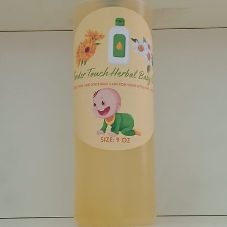 Tender Touch Herbal Baby Oil – A natural, preservative-free baby oil with chamomile and calendula for soothing delicate skin.