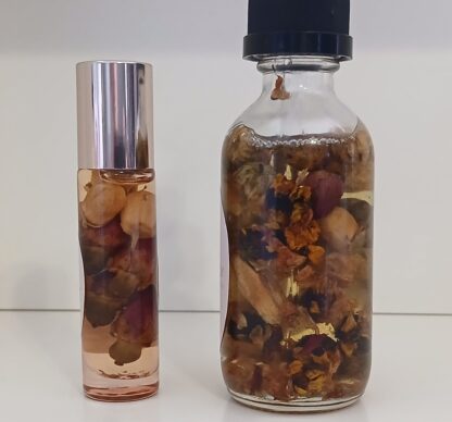 close up of dried flowers in botanical bloom cuticle oil