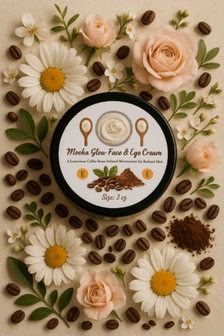 mocha glow face and eye cream with coffee bean oil by luxe radiant roots skincare