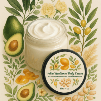 velvet radiance body cream and moisturizer with squalane and argan by luxe radiant roots skincare
