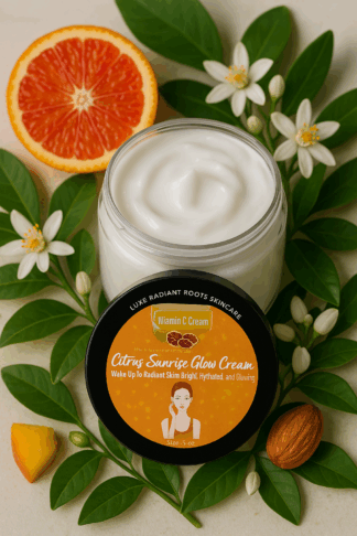 citrus sunrise glow cream face moisturizer by luxe radiant roots skincare