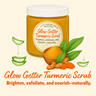 glow getter turmeric scrub for gentle body and face exfoliation by luxe radiant roots skincare