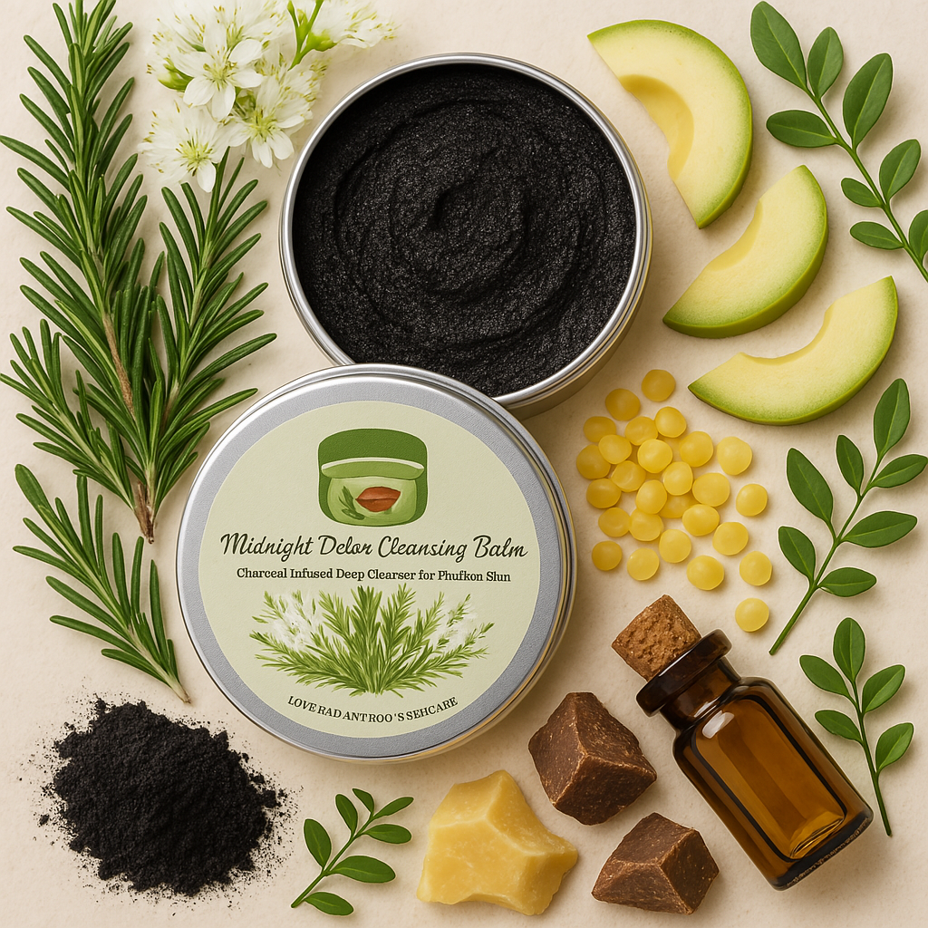 midnight detox cleansing balm and facial scrub with charcoal by luxe radiant roots skincare
