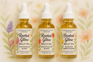 rooted glow belly oil trio gift set by luxe radiant roots skincare