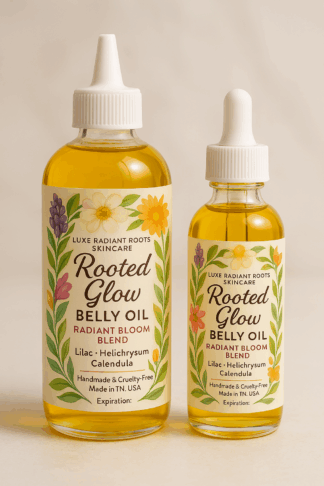 rooted glow radiant bloom belly oil