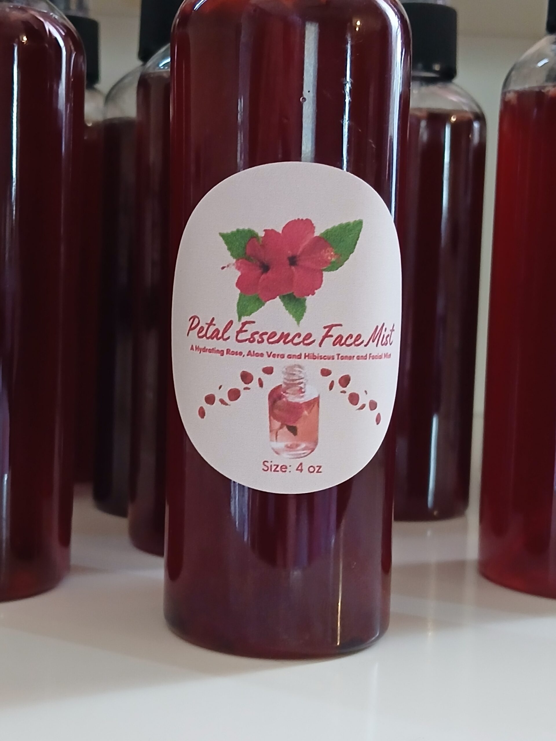 Refreshing rose water and hibiscus face mist with aloe and glycerin for soft dewy skin