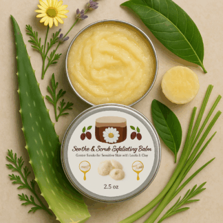 soothe and scrub exfoliating balm for gentle face exfoliation by luxe radiant roots skincare