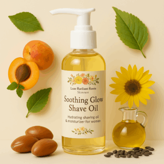 soothing glow shave oil and shaving moisturizer for women by luxe radiant roots skincare