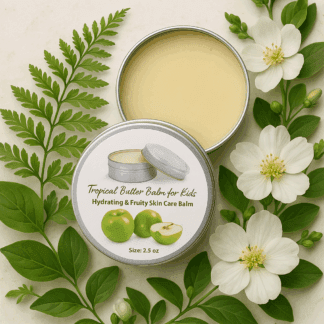 tropical butter balm and body butter for kids by luxe radiant roots skincare