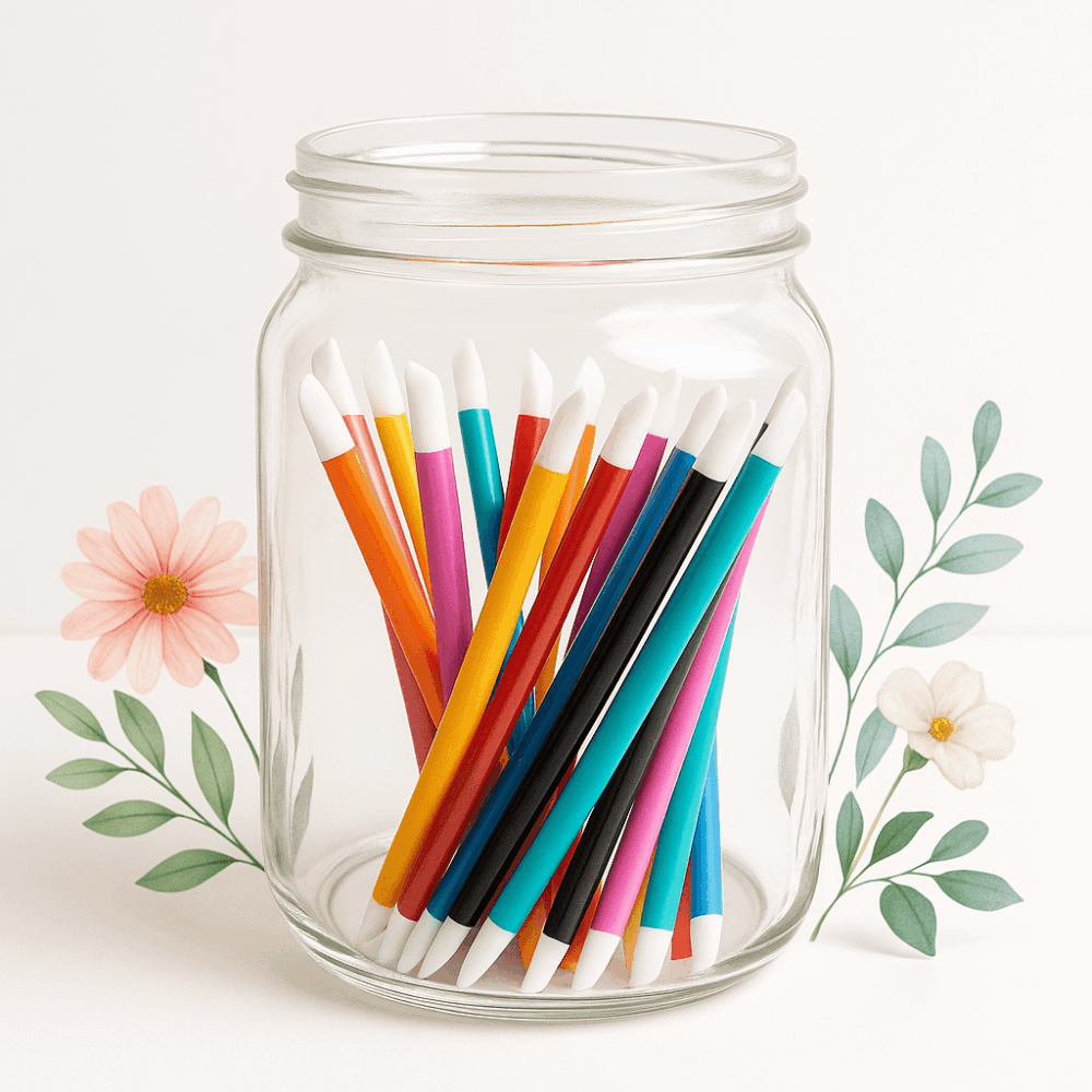 color cuticle pushers with slanted tip head for nails