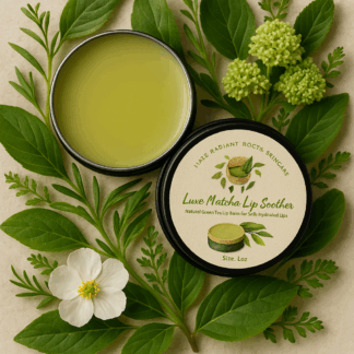 luxe matcha lip soother and dry lip green tea lip balm by luxe radiant roots skincare